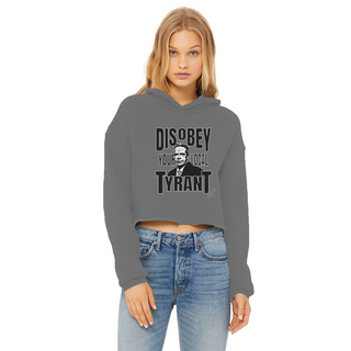 Buy dark-grey Disobey Cuomo Ladies Cropped Raw Edge Hoodie