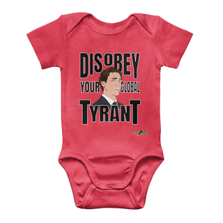 Buy red Disobey Your Global Tyrant Trudeau Classic Baby Onesie Bodysuit