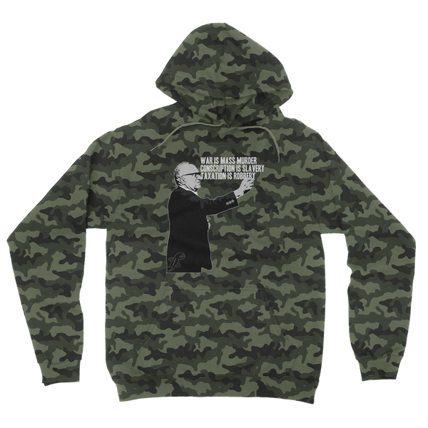 Taxation is Robbery Rothbard B&W Camouflage Adult Hoodie