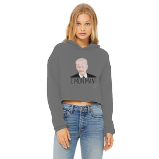 Buy dark-grey C’mon Man Biden Ladies Cropped Raw Edge Hoodie