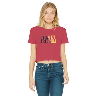 Buy red Legalize Freedom Classic Women's Cropped Raw Edge T-Shirt