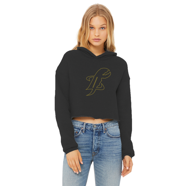 TopLobsta double line logo Ladies Cropped Raw Edge Hoodie