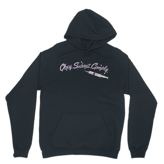 Buy navy Obey. Submit. Comply. Vaccine Classic Adult Hoodie