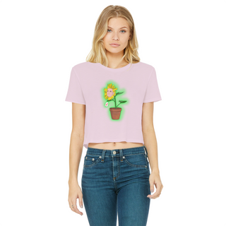 Buy light-pink Obvious Plant Classic Women's Cropped Raw Edge T-Shirt