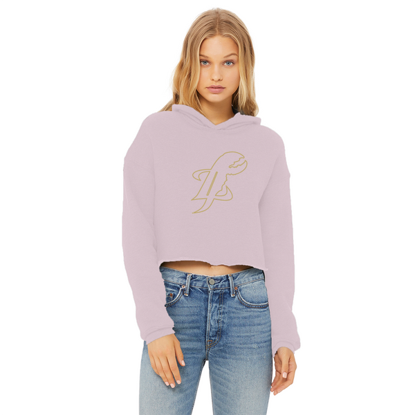 TopLobsta double line logo Ladies Cropped Raw Edge Hoodie