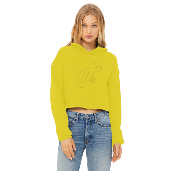 TopLobsta double line logo Ladies Cropped Raw Edge Hoodie