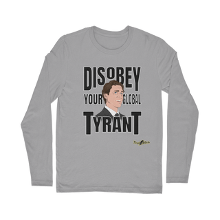 Buy light-grey Disobey Your Global Tyrant Trudeau Classic Long Sleeve T-Shirt