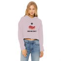 Come and Steak it Ladies Cropped Raw Edge Hoodie
