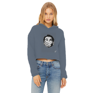 Buy airforce-blue Big Brother Obey Submit Comply Ladies Cropped Raw Edge Hoodie