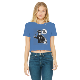 Buy royal-blue Wear the Mask Classic Women's Cropped Raw Edge T-Shirt