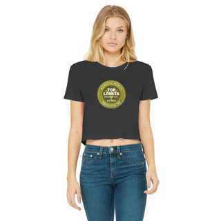 TopLobsta Retro logo Classic Women's Cropped Raw Edge T-Shirt