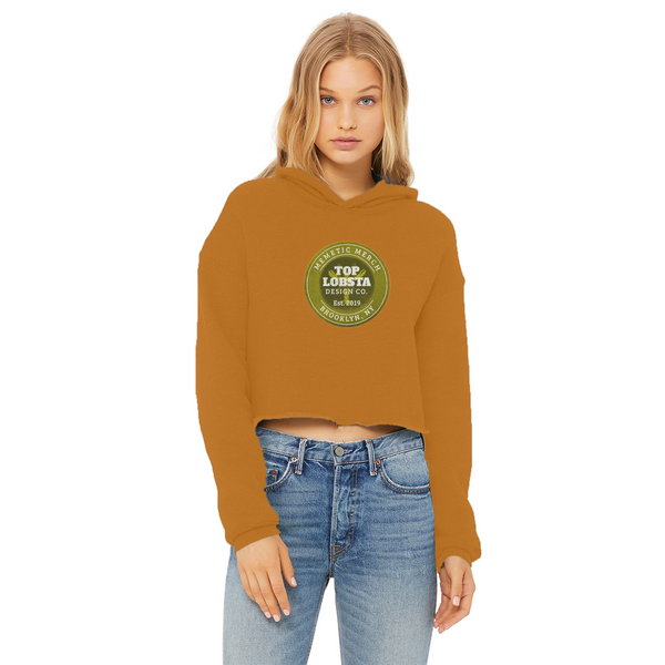 TopLobsta Retro logo Ladies Cropped Raw Edge Hoodie