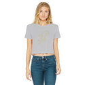 TopLobsta double line logo Classic Women's Cropped Raw Edge T-Shirt