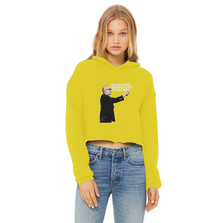 Buy yellow Taxation is Robbery Rothbard Ladies Cropped Raw Edge Hoodie