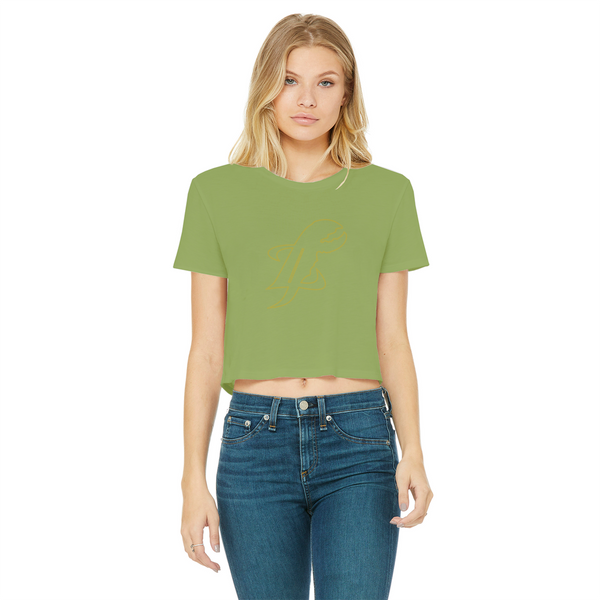 TopLobsta double line logo Classic Women's Cropped Raw Edge T-Shirt