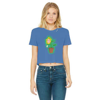 Buy royal-blue Obvious Plant Classic Women's Cropped Raw Edge T-Shirt