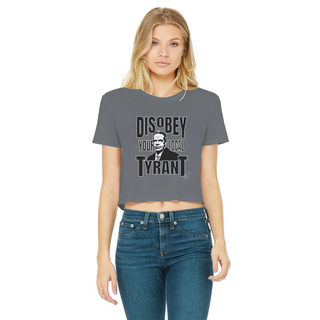 Buy dark-grey Disobey Cuomo Classic Women's Cropped Raw Edge T-Shirt
