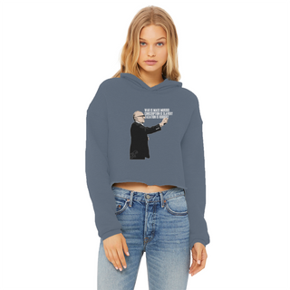 Buy airforce-blue Taxation is Robbery Rothbard Ladies Cropped Raw Edge Hoodie