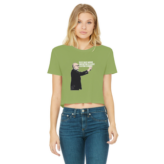Buy kiwi Taxation is Robbery Rothbard Classic Women's Cropped Raw Edge T-Shirt