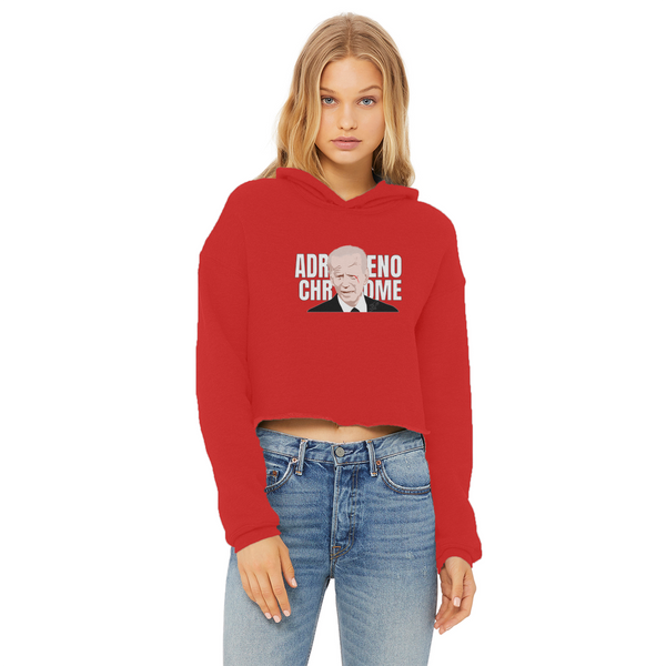 ADRENOCHROME Ladies Cropped Raw Edge Hoodie