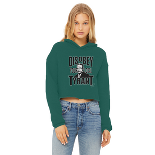 Buy dark-green Disobey Cuomo Ladies Cropped Raw Edge Hoodie