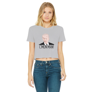 Buy light-grey C’mon Man Biden Classic Women's Cropped Raw Edge T-Shirt