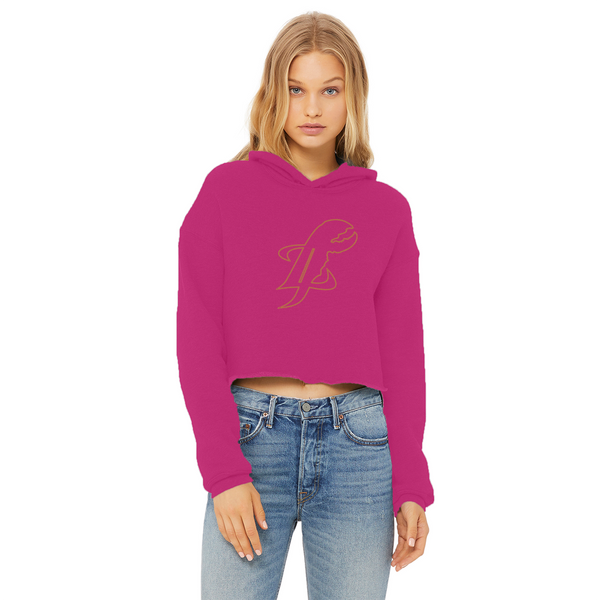 TopLobsta double line logo Ladies Cropped Raw Edge Hoodie