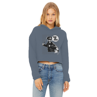 Buy airforce-blue Wear the Mask Ladies Cropped Raw Edge Hoodie