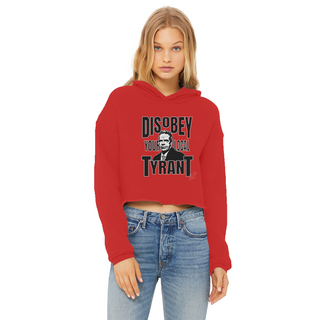 Buy red Disobey Cuomo Ladies Cropped Raw Edge Hoodie