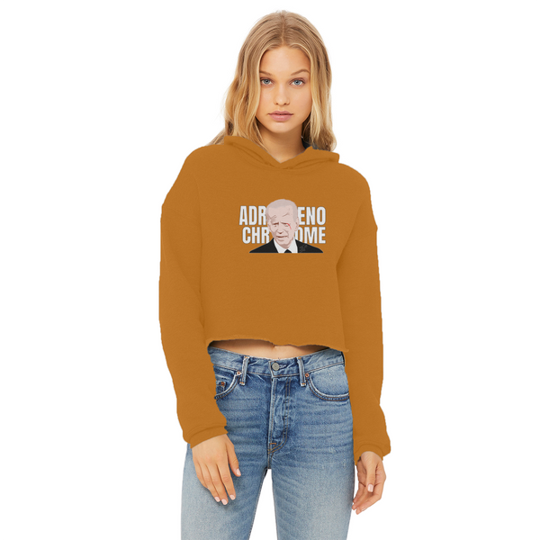 ADRENOCHROME Ladies Cropped Raw Edge Hoodie