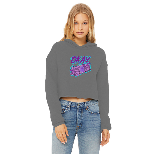 Okay Bundle-o-sticks Ladies Cropped Raw Edge Hoodie