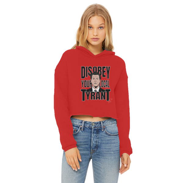 Disobey Newsome Ladies Cropped Raw Edge Hoodie
