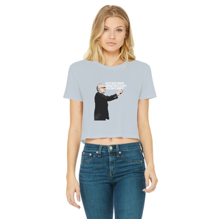 Buy light-blue Taxation is Robbery Rothbard Classic Women's Cropped Raw Edge T-Shirt