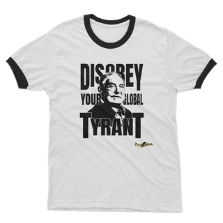 Buy white-black Disobey Soros Adult Ringer T-Shirt
