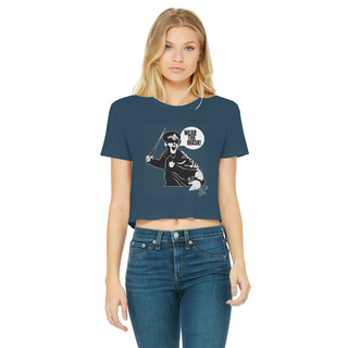 Buy navy Wear the Mask Classic Women's Cropped Raw Edge T-Shirt
