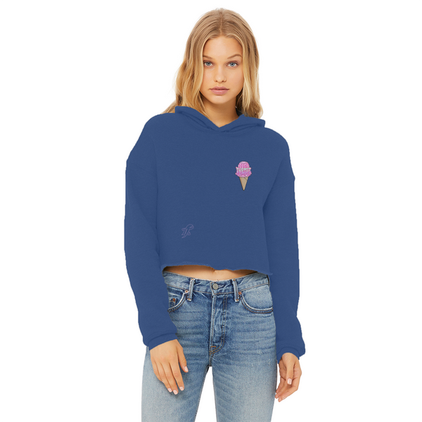Obey. Submit. Comply. Ice cream Ladies Cropped Raw Edge Hoodie