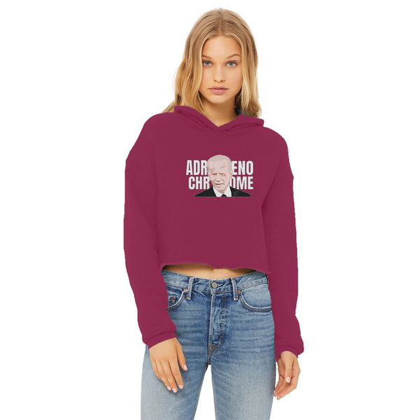 ADRENOCHROME Ladies Cropped Raw Edge Hoodie