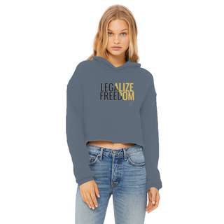 Buy airforce-blue Legalize Freedom Ladies Cropped Raw Edge Hoodie