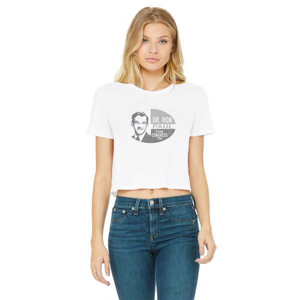 Ron Paul for Congress B&W Classic Women's Cropped Raw Edge T-Shirt