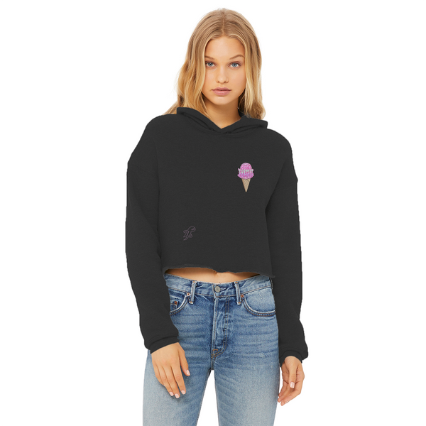 Obey. Submit. Comply. Ice cream Ladies Cropped Raw Edge Hoodie