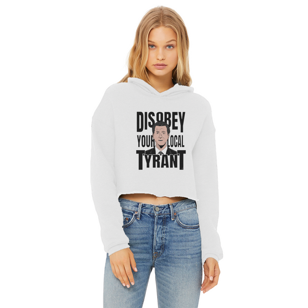 Disobey Newsome Ladies Cropped Raw Edge Hoodie