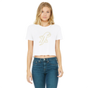 TopLobsta double line logo Classic Women's Cropped Raw Edge T-Shirt