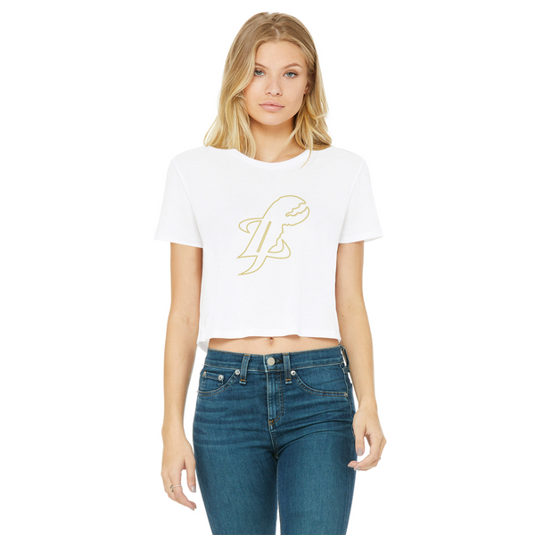 TopLobsta double line logo Classic Women's Cropped Raw Edge T-Shirt