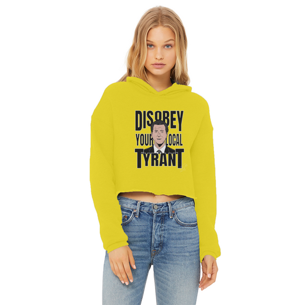 Disobey Newsome Ladies Cropped Raw Edge Hoodie