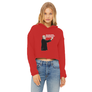 Buy red Taxation is Robbery Rothbard Ladies Cropped Raw Edge Hoodie