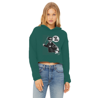 Buy dark-green Wear the Mask Ladies Cropped Raw Edge Hoodie