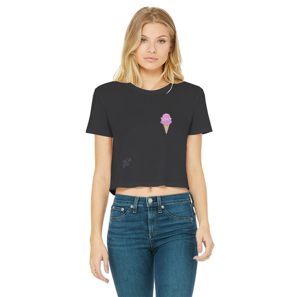 Obey. Submit. Comply. Ice cream Classic Women's Cropped Raw Edge T-Shirt