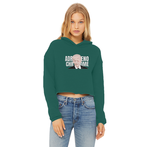 ADRENOCHROME Ladies Cropped Raw Edge Hoodie