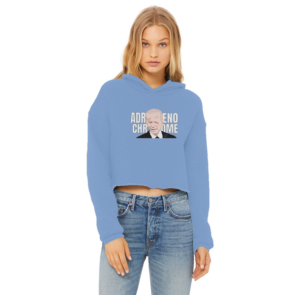 ADRENOCHROME Ladies Cropped Raw Edge Hoodie