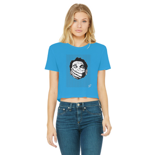 Buy sapphire Big Brother Obey Submit Comply Classic Women's Cropped Raw Edge T-Shirt